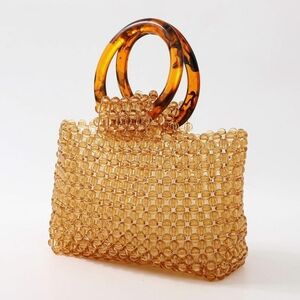 Amber Brown Transparent Beaded Acrylic Miro Handbag Purse